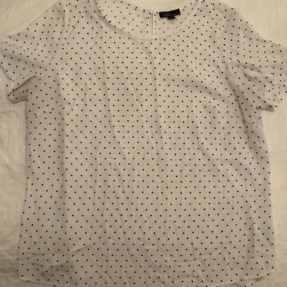 White and Black Pindot Blouse